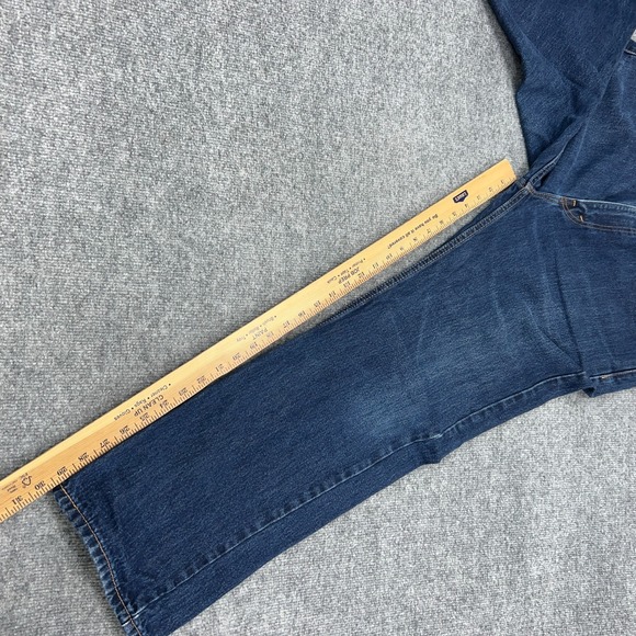 Levi's 505 Jeans 38X30 Blue Denim Dark Straight Leg High Rise Pockets Zip Fly - Picture 3 of 9